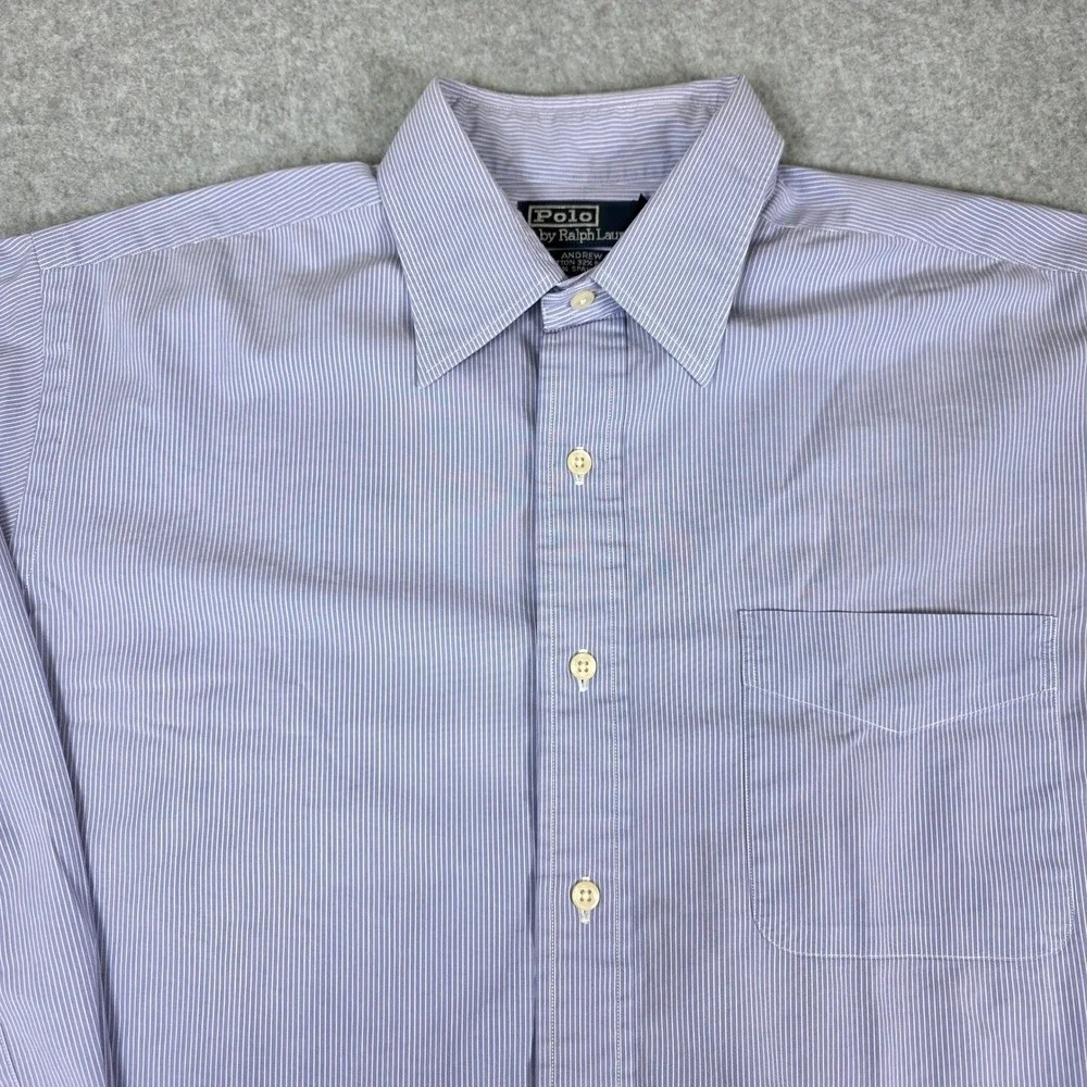 Polo Ralph‎ Lauren Andrew Button Dress Shirt Men's Size 16 32/33 Striped Purple